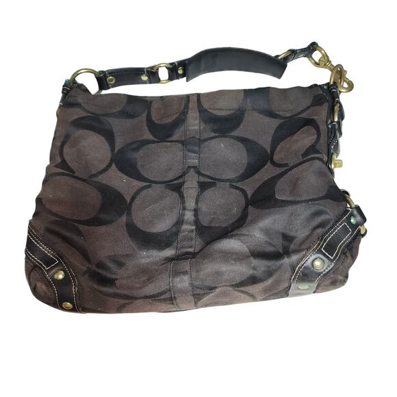 COACH GUC LARGE BLACK CARLY SIGNATURE SHOULDER BAG - Picture 1 of 4